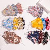 Fashion Floral Printed Straw Masks With Hole - Blue Abstract