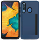 MB - Hybrid Cover w/ Card Storage for Samsung Galaxy A20 - Navy/Black