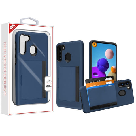 MB - Hybrid Cover w/ Card Storage for Samsung Galaxy A20 - Navy/Black