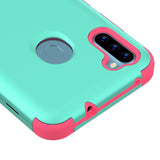 MB - Hybrid Protector Cover for Samsung Galaxy A11 - Teal/Pink