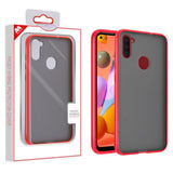 MB - Frost Hybrid Cover for Samsung Galaxy A11 - Smoke Frosted/Red