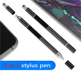 MB - 3 in 1 Stylus Pen w/ Disc Tip / Fiber Tip & Ballpoint Pen - Black