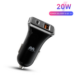 MB - 36W Dual Port (USB-A & USB-C) Car Charger - Black