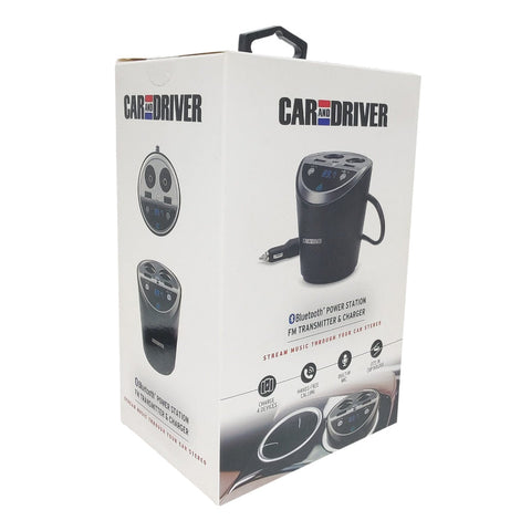 Car&Driver Car Power Station w/ 4 Charging Ports & FM Transmitter