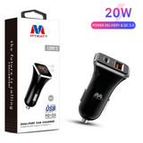 MB - 36W Dual Port (USB-A & USB-C) Car Charger - Black