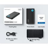 INIU PowerPaw Slim 10000mAh Power Bank (2x USB-A & 1x USB-C Port) - Black