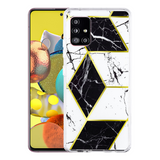 MB - Fusion Protector Cover for Samsung Galaxy A51 5G - Black/White Marble