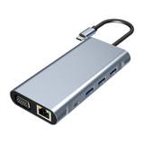 USB-C to HDTV/VGA/LAN/USB 3.0/PD/TF/SD/USB-C 10 IN 1 Adapter (BYL-2110C)