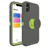 iPhone Xs Max Rugged Case w/ Pop-up - Gray/Green