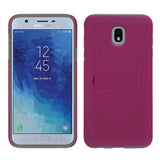 Dual Layer Case w/ Kickstand for Samsung J7 Star - Pink/Gray