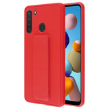 AR - Hybrid Cover w/Foldable Stand for Samsung Galaxy A21 - Red