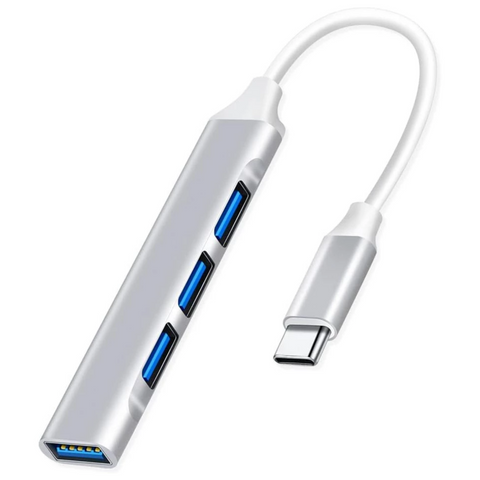 4 Port 3.0 USB Hub (USB-C Connector) - Silver