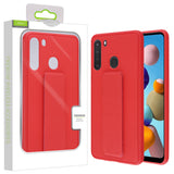 AR - Hybrid Cover w/Foldable Stand for Samsung Galaxy A21 - Red