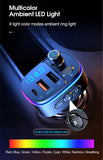 T65 LED Car FM Transmitter w/ QC3.0 & Type-C Quick Charge - Black