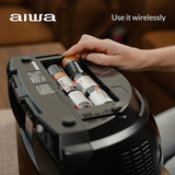 Aiwa Portable Bluetooth Boombox w/ 7" LCD Display (Roku/Firestick Compatible) - Black