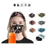 Fashion Floral Printed Straw Masks With Hole - Blue Abstract