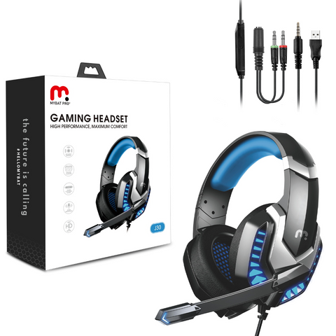 MB - J30 Gaming Headset w/ LED Light - Blue